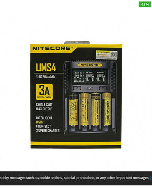 Nitecore UMS4 4 Bay Charger with LCD Screen - The Mist Factory Melbourne Vape Store